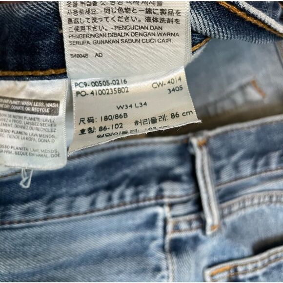 Levi’s 505 Denim Jeans Men Size 32 x 30 Blue Distressed Paint Tag Size 34 x 34 - Picture 9 of 13